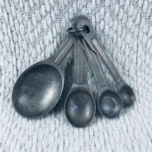 Vintage Aluminum Measuring Spoons Primitive Country Cottage Farmhouse US Std USA